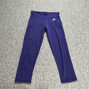 Adidas Climalite Purple Cropped Leggings Womens Small Pockets Athletic Workout